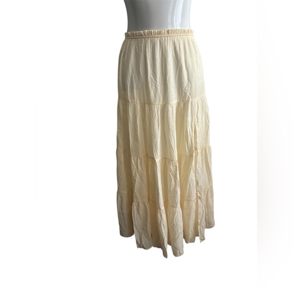 Windsor Cream Front Slit Tiered Maxi Skirt S - Picture 2 of 11